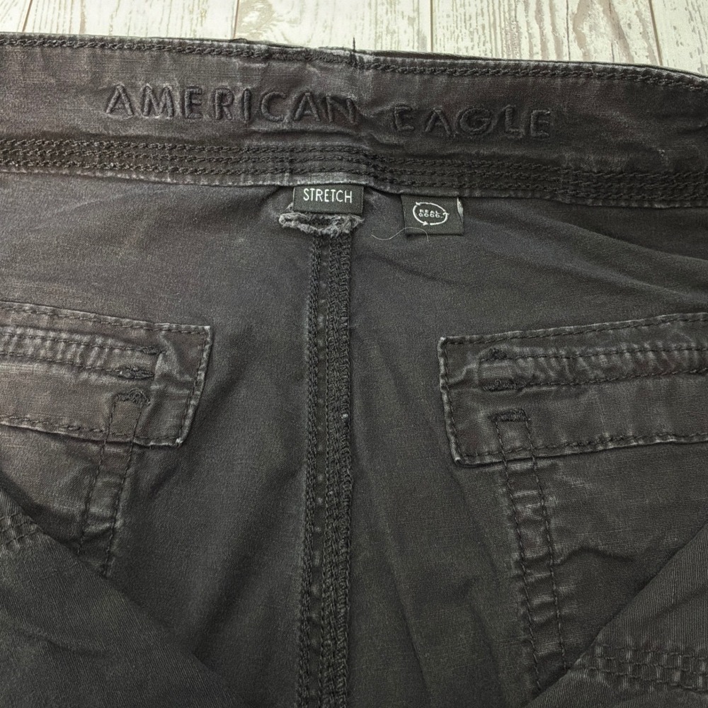 American Eagle Cargo Pants Womens 8 Gray Wide Leg Utility Y2K Grunge Streetwear - Picture 4 of 9